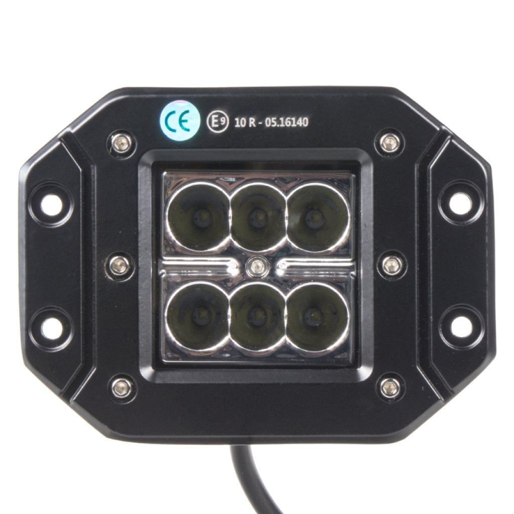 LED světlo hranaté, 6x3W, 122x91x68mm, ECE R10