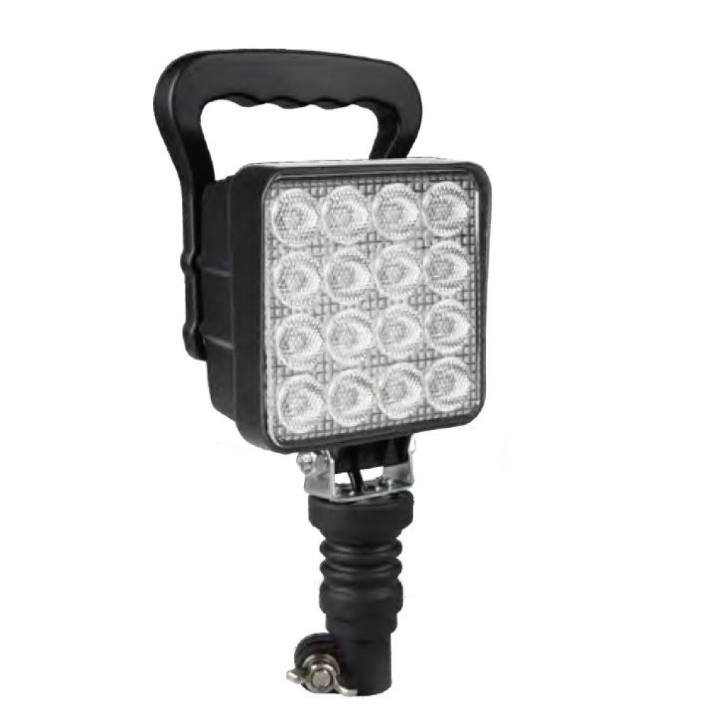 LED světlo hranaté, bílé, 16x3W, na hrot, ECE R10
