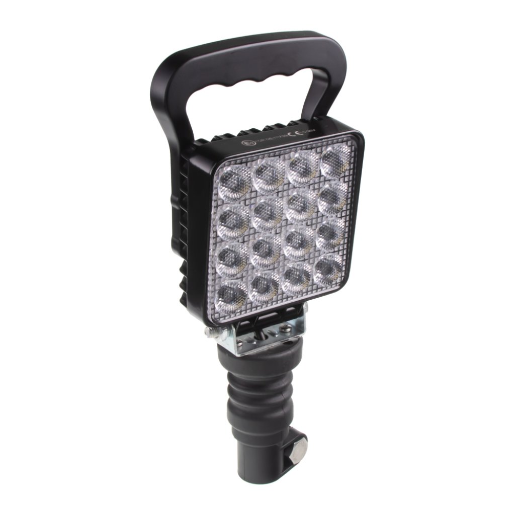 LED světlo hranaté, bílé, 16x3W, na hrot, ECE R10