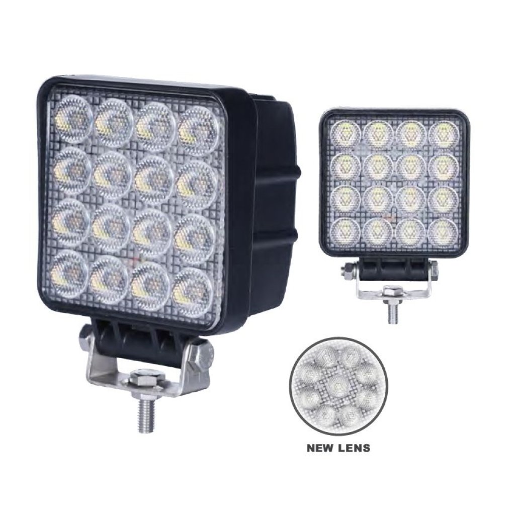 LED světlo hranaté, bílé/oranžové, 16x3W/16x1W, 117x117mm, ECE R10