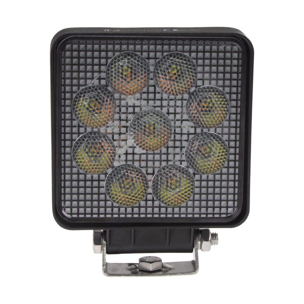LED světlo hranaté, bílé/oranžové, 9x3W/9x1W, 117x117mm, ECE R10