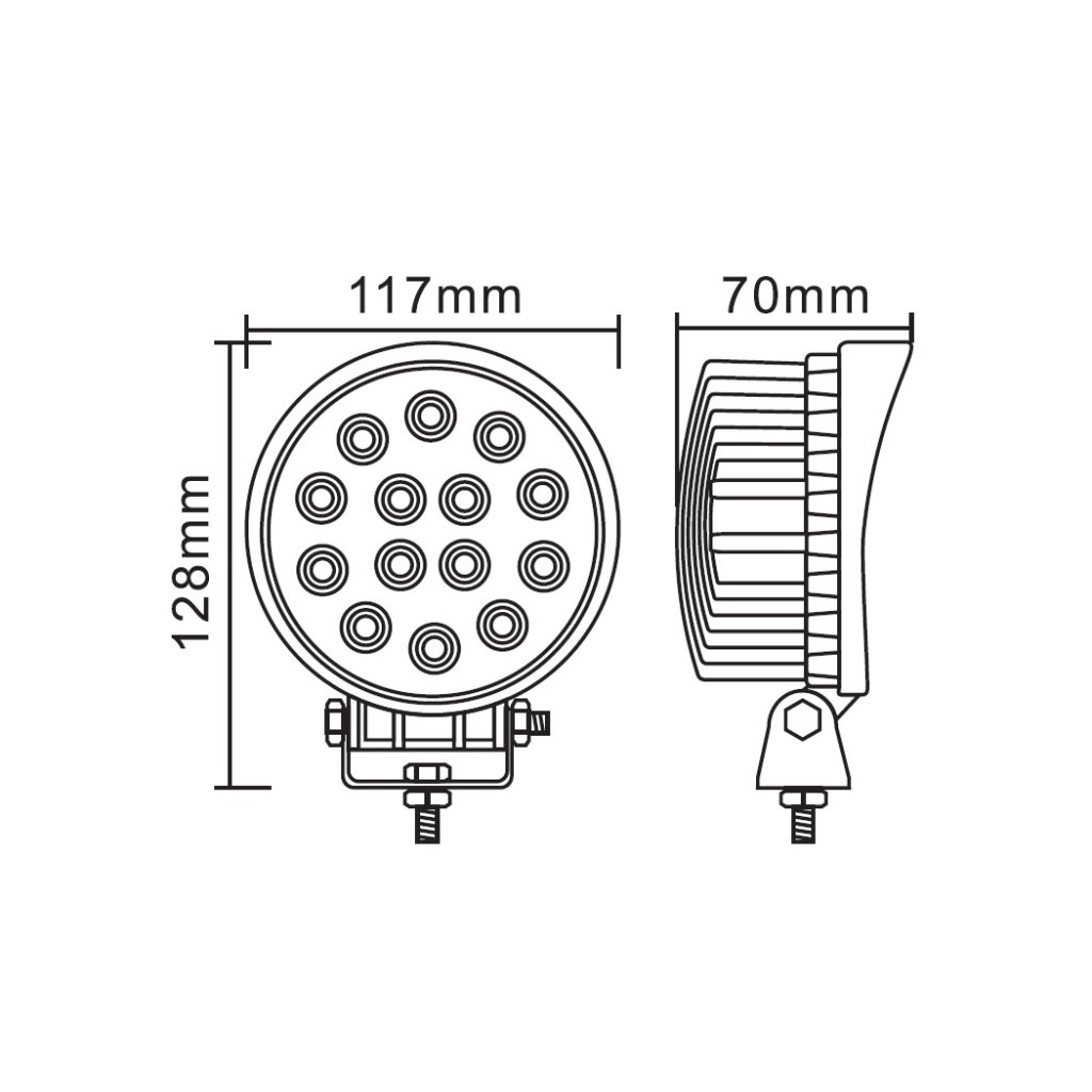 LED světlo kulaté, 14x3W, 117mm, ECE R10