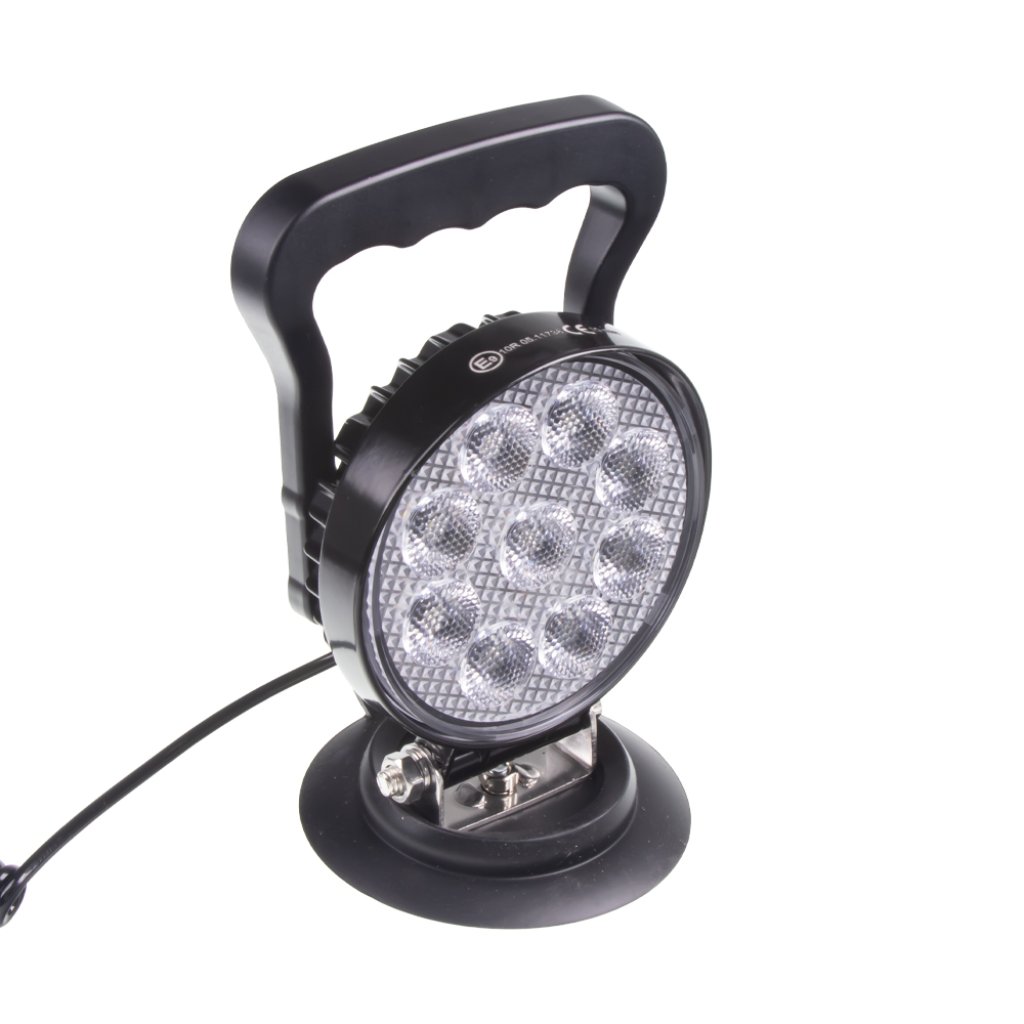 LED světlo kulaté, bílé, 9x3W, ø114mm, magnet, ECE R10