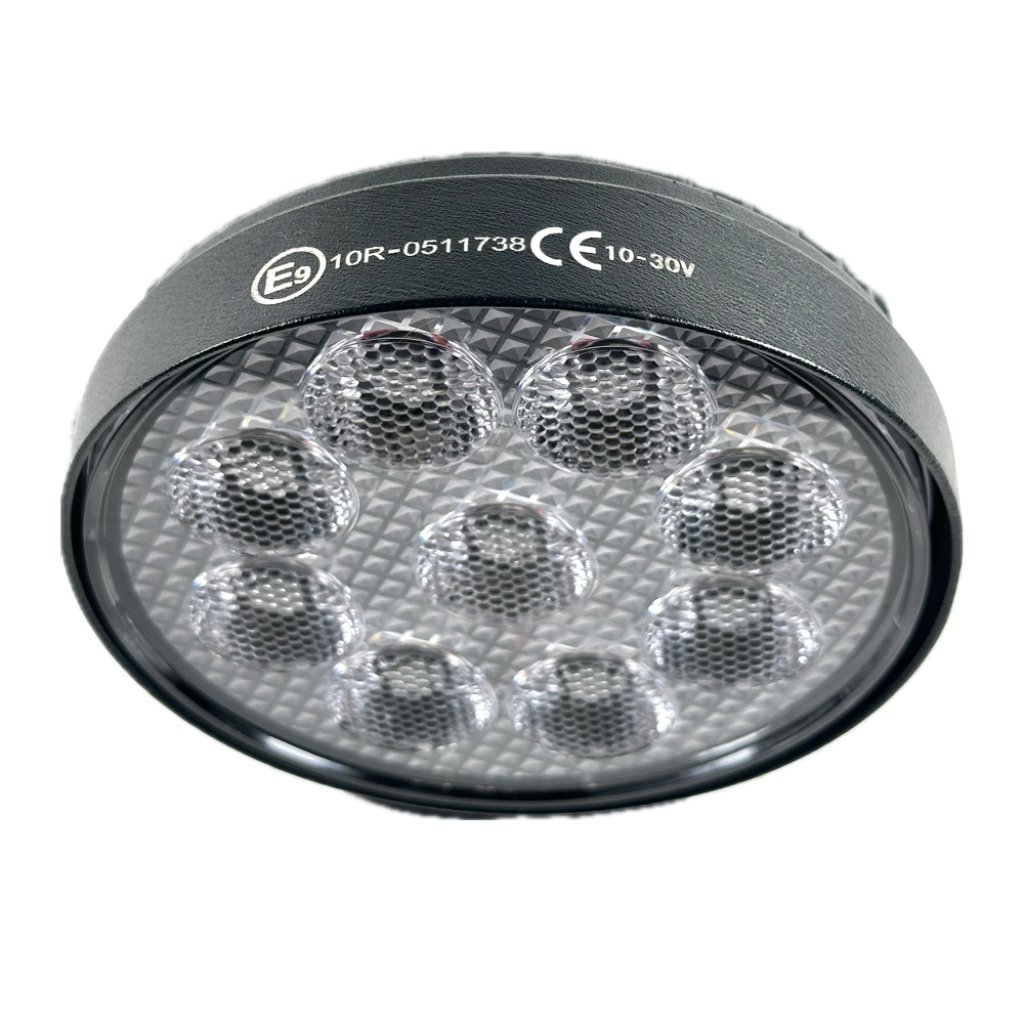 LED světlo kulaté, bílé/oranžové, 9x3W/9x1W, ø114mm, ECE R10