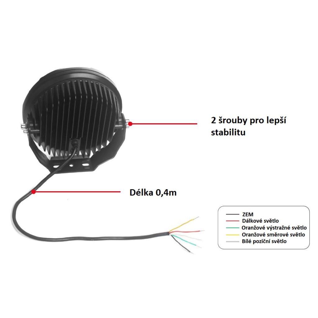 LED světlo kulaté s pozičním a výstražným světlem, 140W, ECE R65, R10, R148, R149