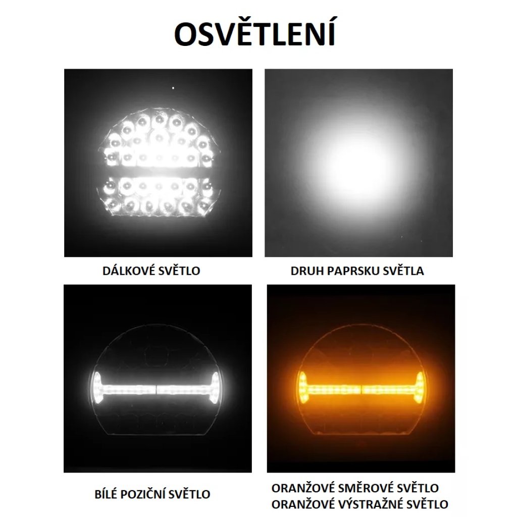 LED světlo kulaté s pozičním a výstražným světlem, 141W, ECE R10, R148, R149