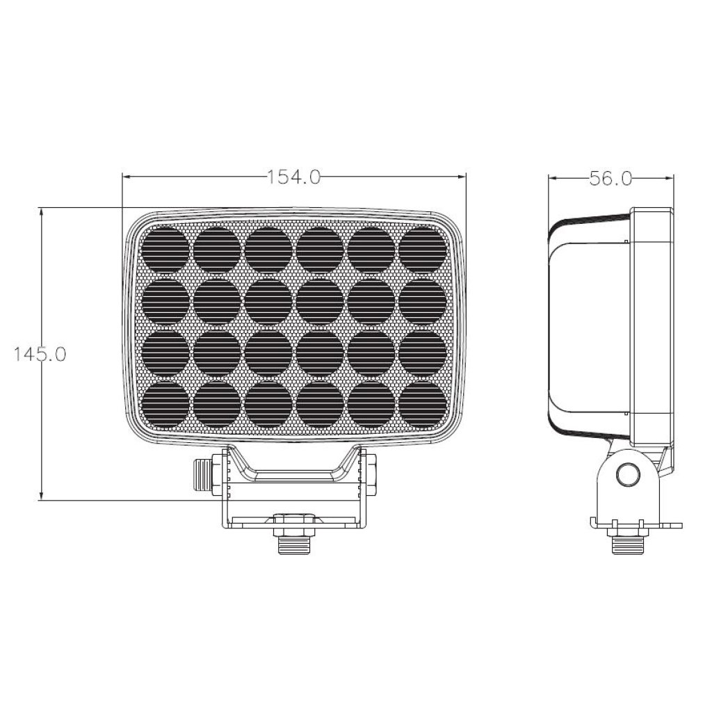 LED světlo obdélníkové, 24x3W, 154x145x56mm, ECE R10