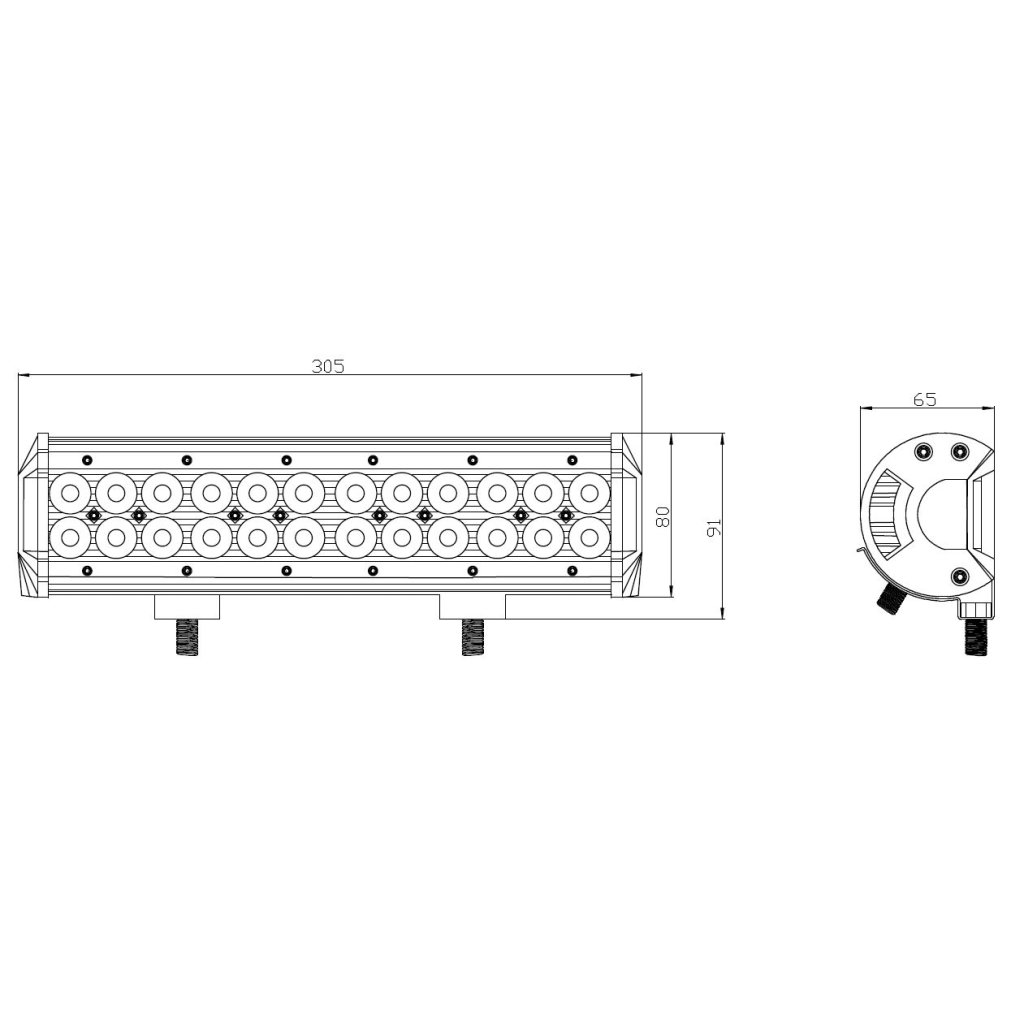 LED světlo obdélníkové, 24x3W, 305x80x65mm, ECE R10