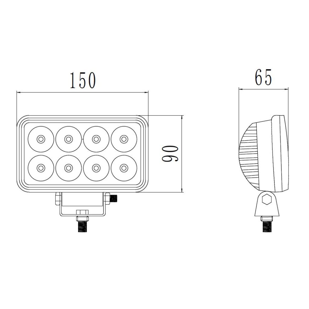 LED světlo obdélníkové, 8x3W, ECE R10 150 x 90 mm