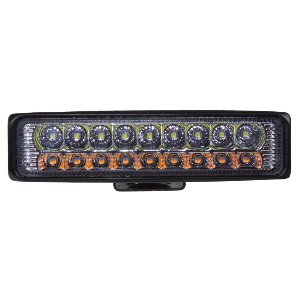 LED světlo obdélníkové, bílé/oranžové, 18x3W, 150 mm, ECE R10