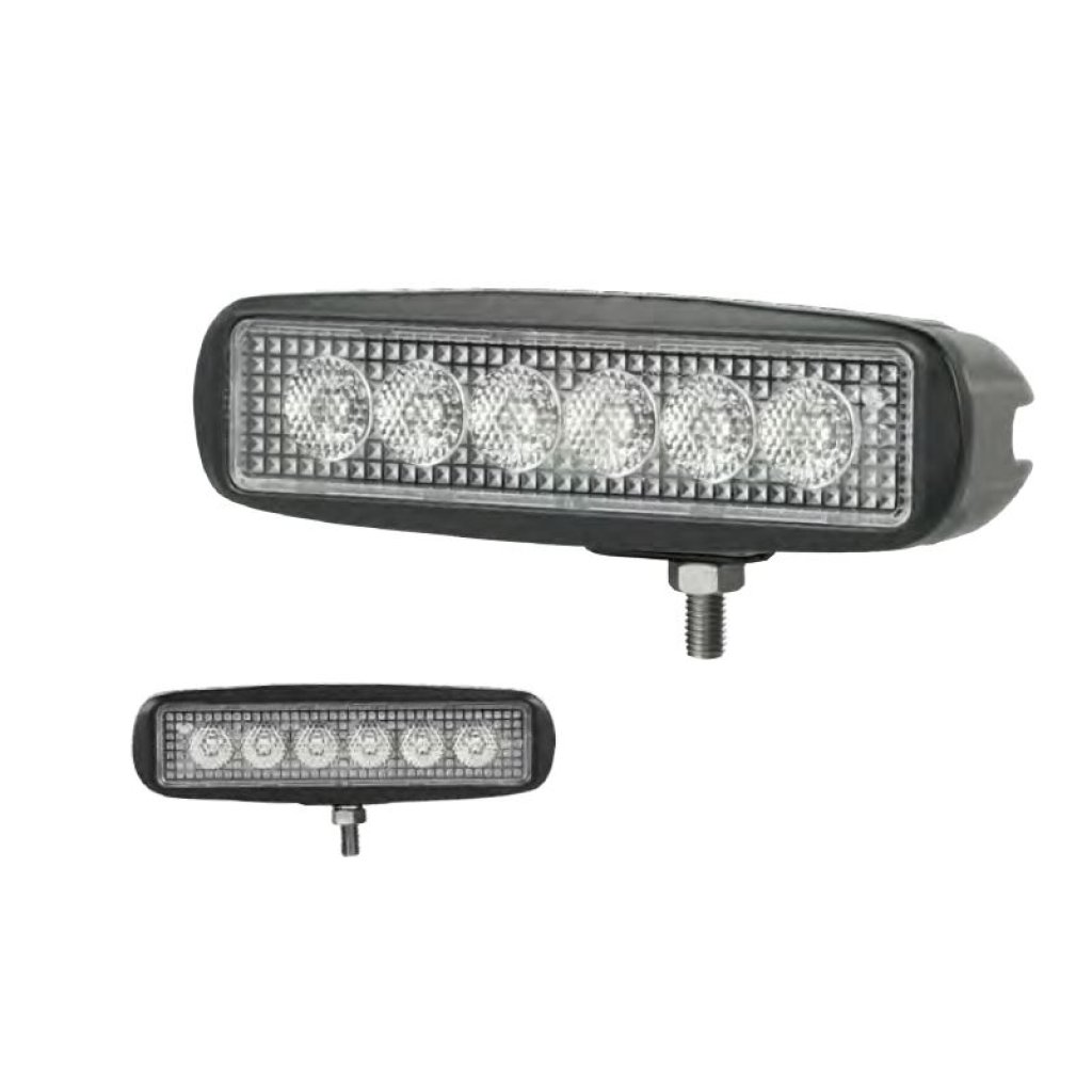 LED světlo obdélníkové, bílé/oranžové, 6x3W/6x1W, 160mm, ECE R10