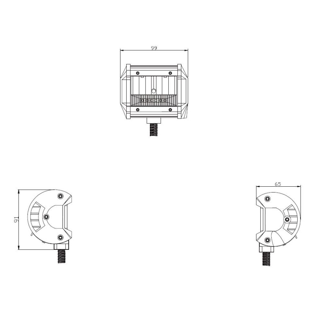 LED světlo obdélníkové bílé/oranžový predátor s pozičním světlem, 99x80x65mm