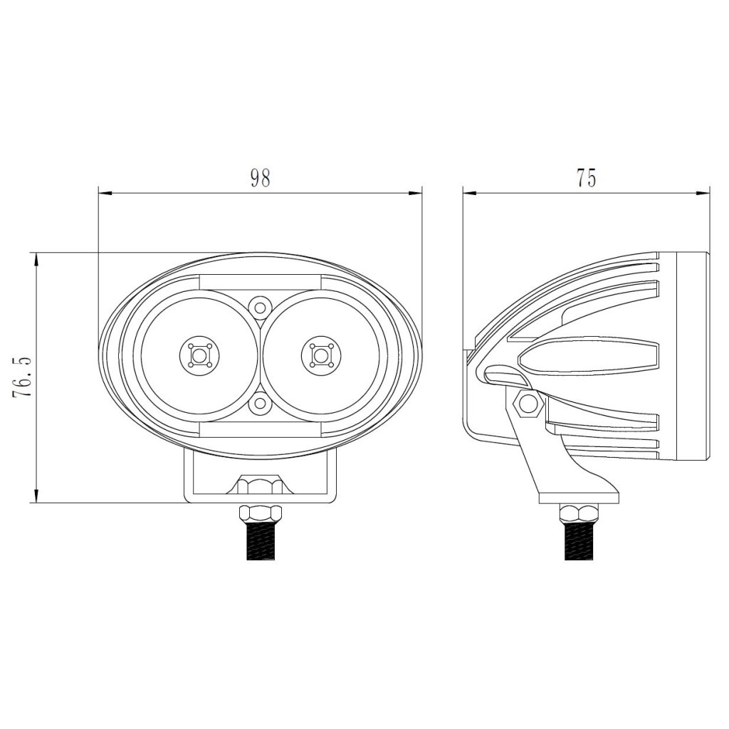 LED světlo oválné, 2x10W, 98x76x75mm, ECE R10