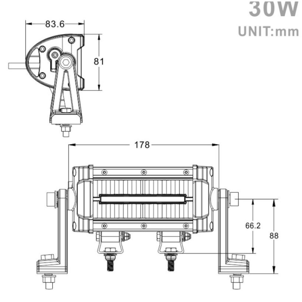 LED světlo s pozičním světlem, 10x3W, 178mm, ECE R10