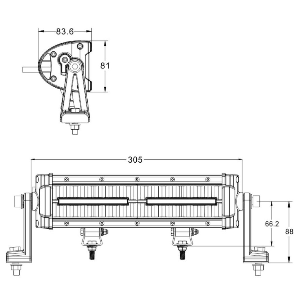LED světlo s pozičním světlem, 20x3W, 305mm, ECE R10
