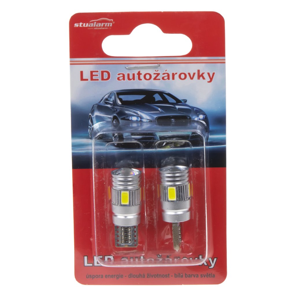 LED T10 bílá, 12V, 6LED/5630SMD s čočkou