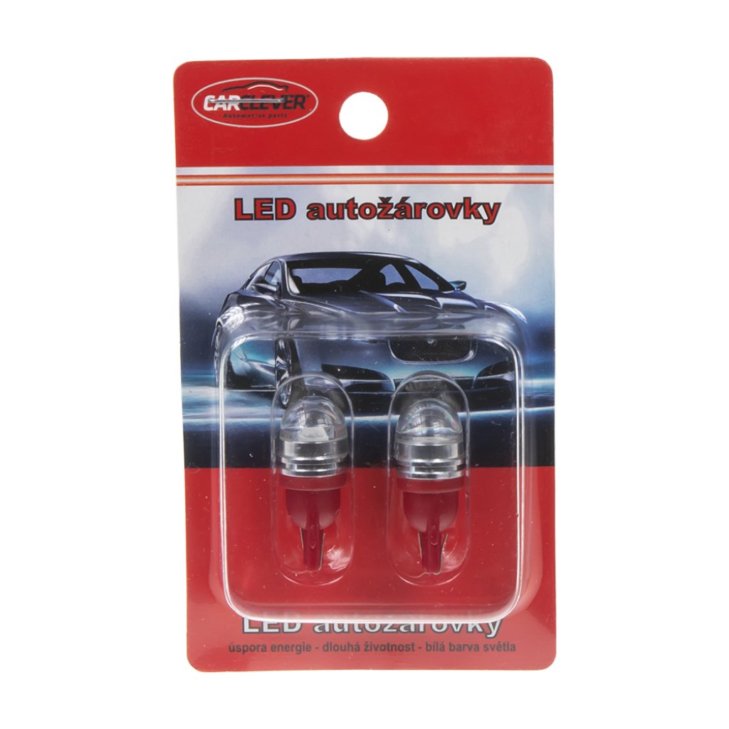 LED T10 červená, 12V, 1LED/3SMD s čočkou