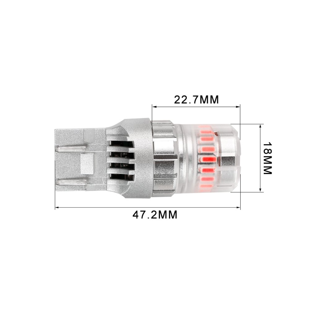 LED T20 (7443) červená, 12V, 23LED SMD