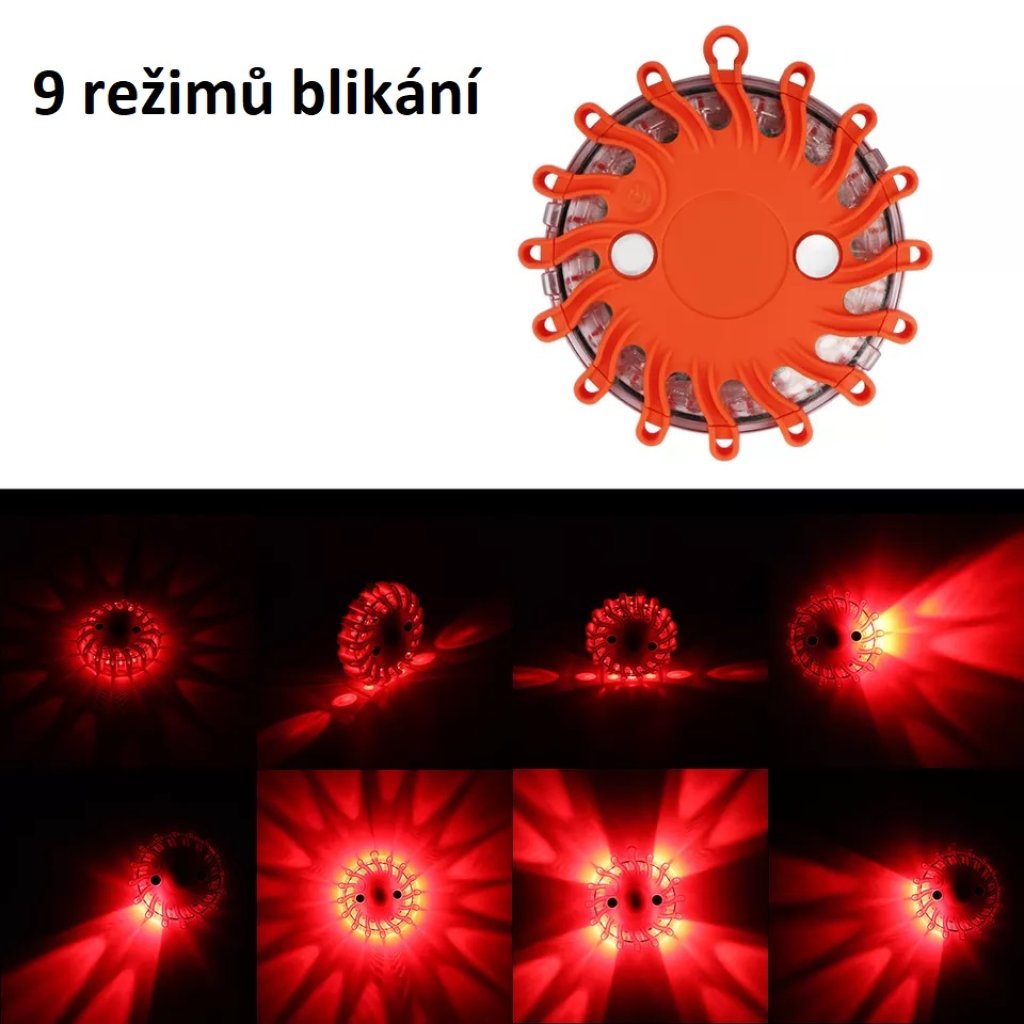 LED výstražné světlo 16LED, červené, set 6ks