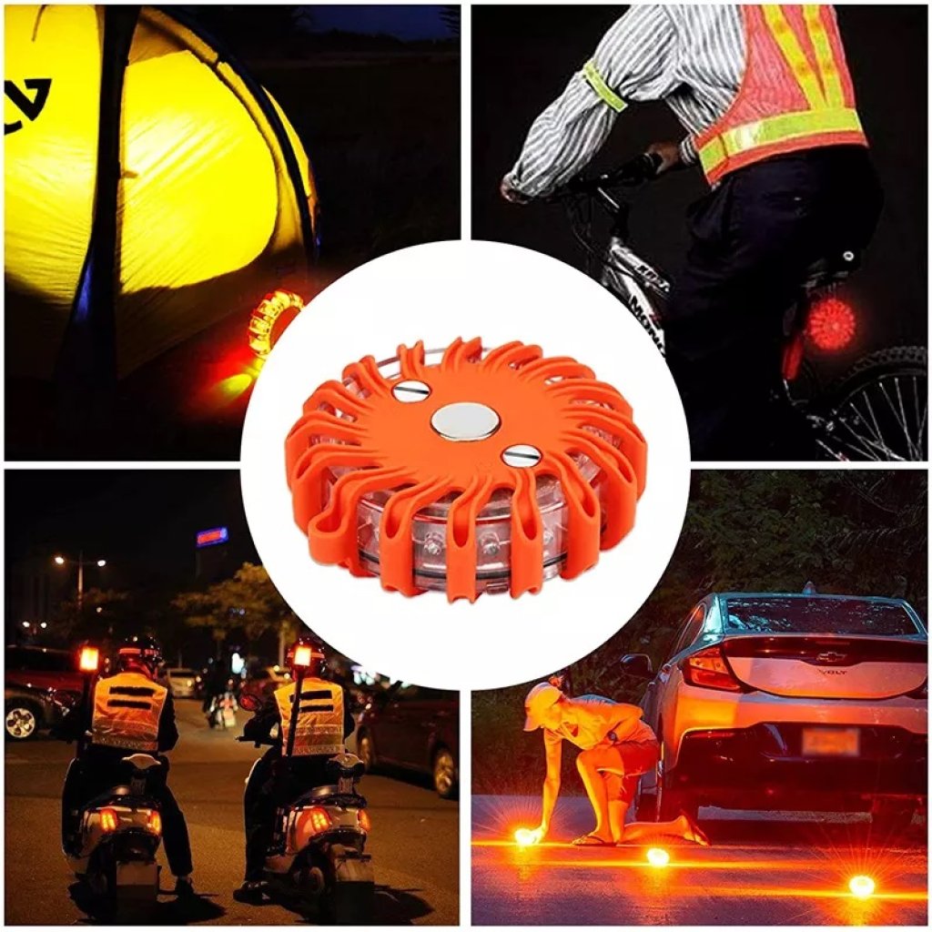 LED výstražné světlo 16LED, oranžové, set 6ks