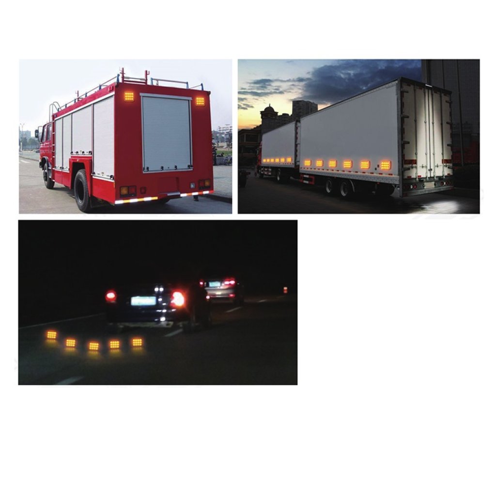 LED výstražné světlo, oranžové, ECE R10, R65, set 2ks
