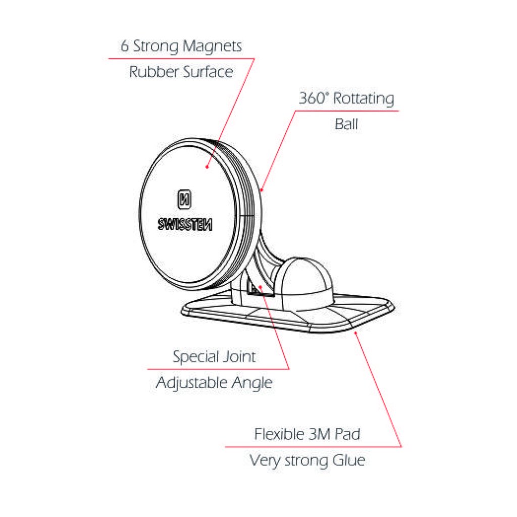 Magnetický držák mobilu do auta SWISSTEN S-GRIP DASHBOARD DM6, 45632