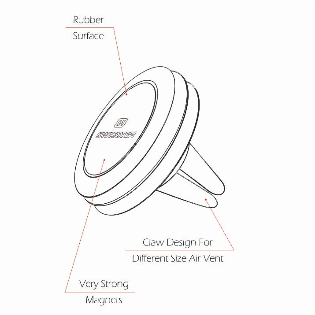 Magnetický držák mobilu do mřížky SWISSTEN S-GRIP M4, 45473