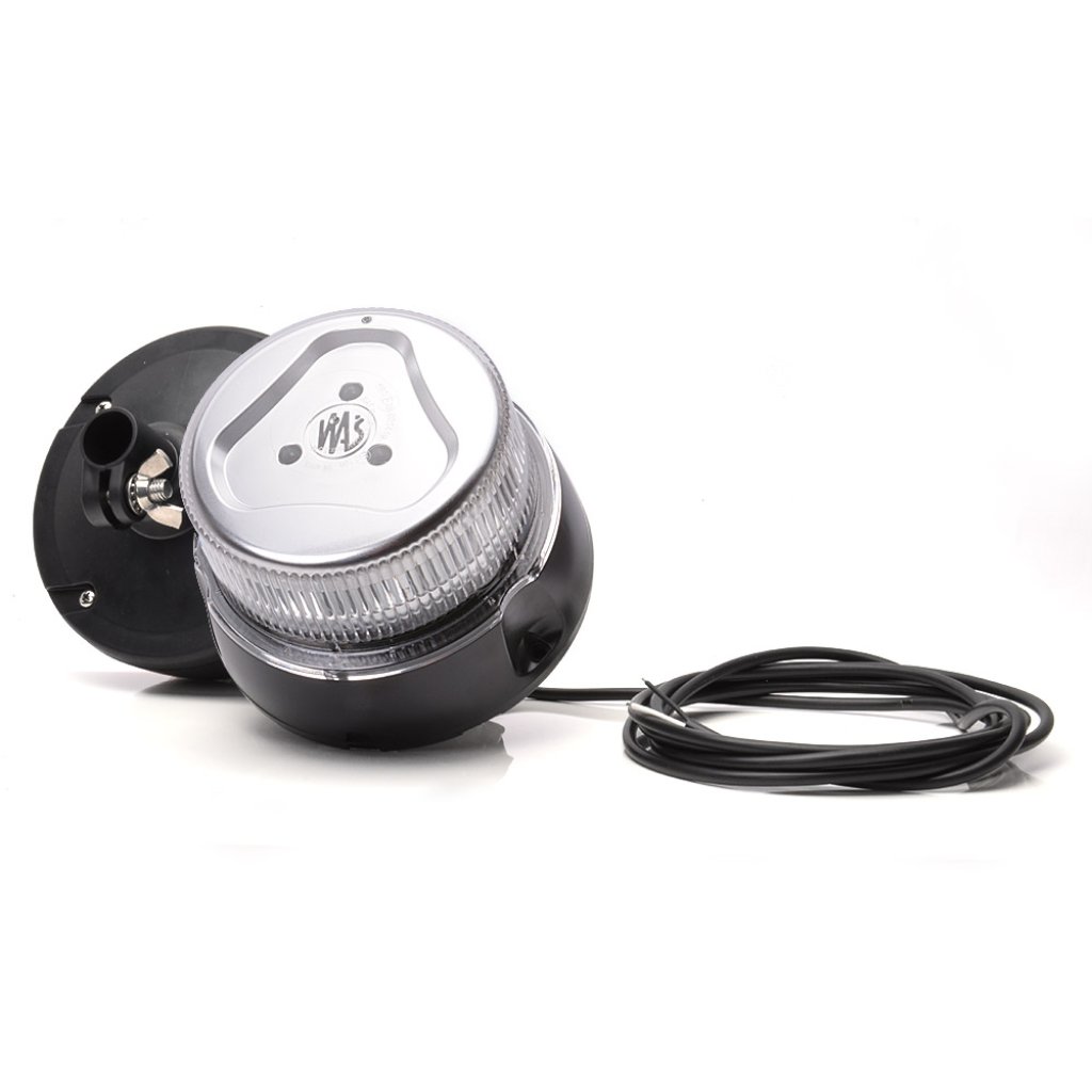 Maják LED 12/24V - 8 programů, bezbarvý kryt, na tyč, kabel v délce 3 m, bez zástrčky