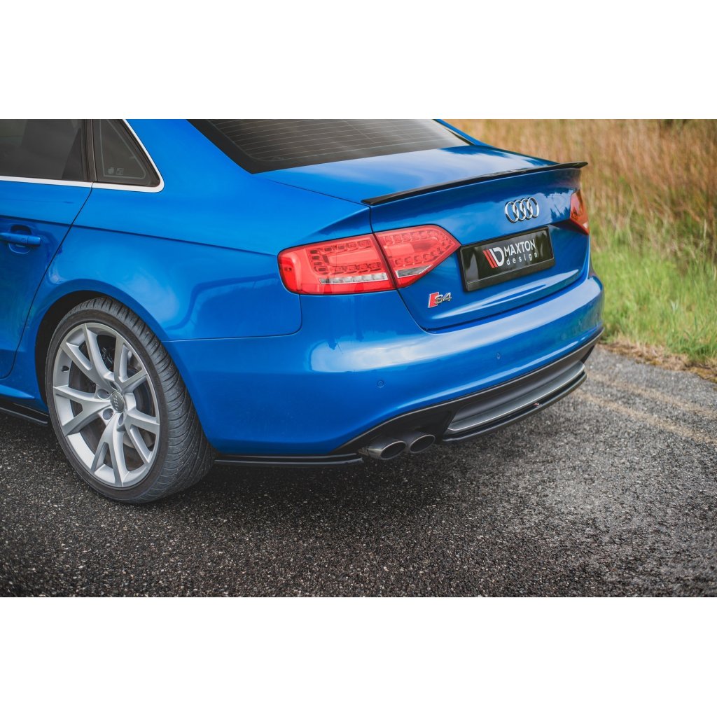 Maxton Design boční difuzory pod zadní nárazník pro Audi A4 B8, černý lesklý plast ABS, S-Line Sedan