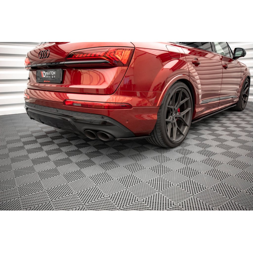 Maxton Design boční difuzory pod zadní nárazník pro Audi Q7 Mk2 S-Line Facelift, černý lesklý plast ABS
