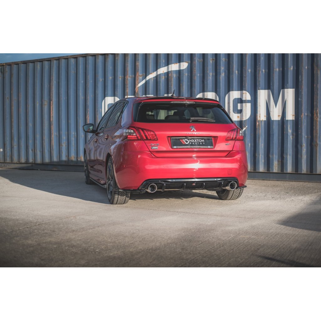 Maxton Design boční difuzory pod zadní nárazník pro Peugeot 308 Mk 2 GT, černý lesklý plast ABS