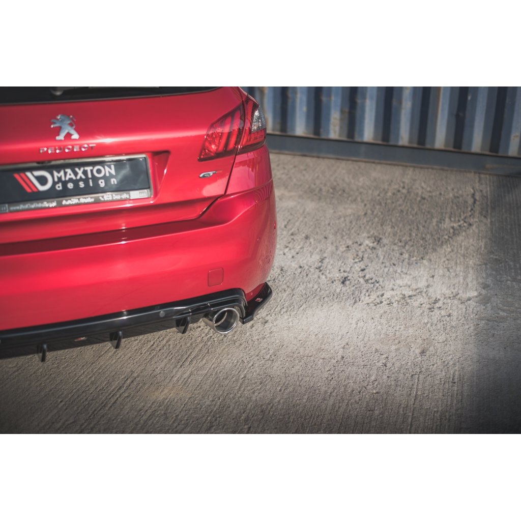 Maxton Design boční difuzory pod zadní nárazník pro Peugeot 308 Mk 2 GT, černý lesklý plast ABS