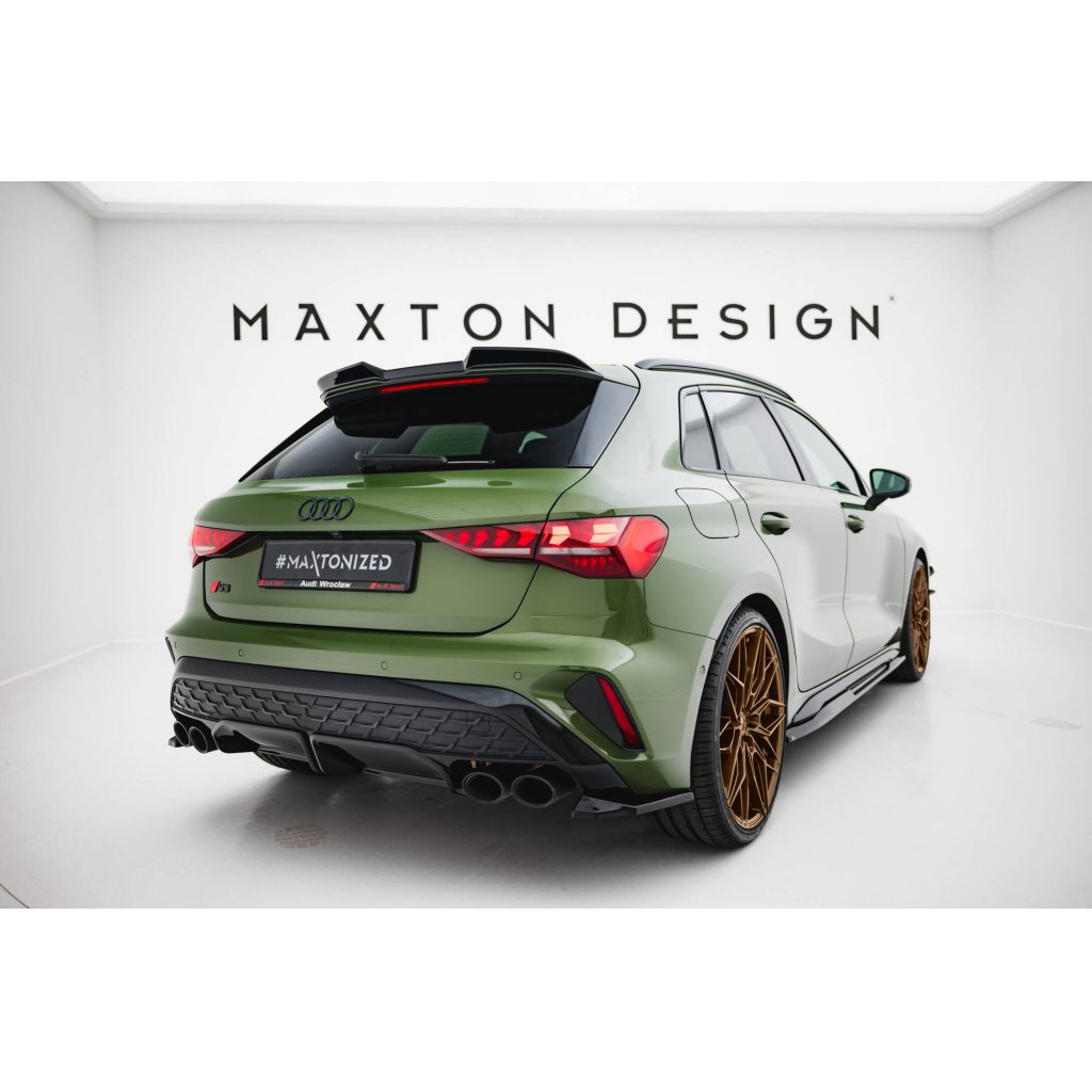 Maxton Design boční difuzory pod zadní nárazník ver.1 pro Audi S3 8Y Facelift, černý lesklý plast ABS, Sportback