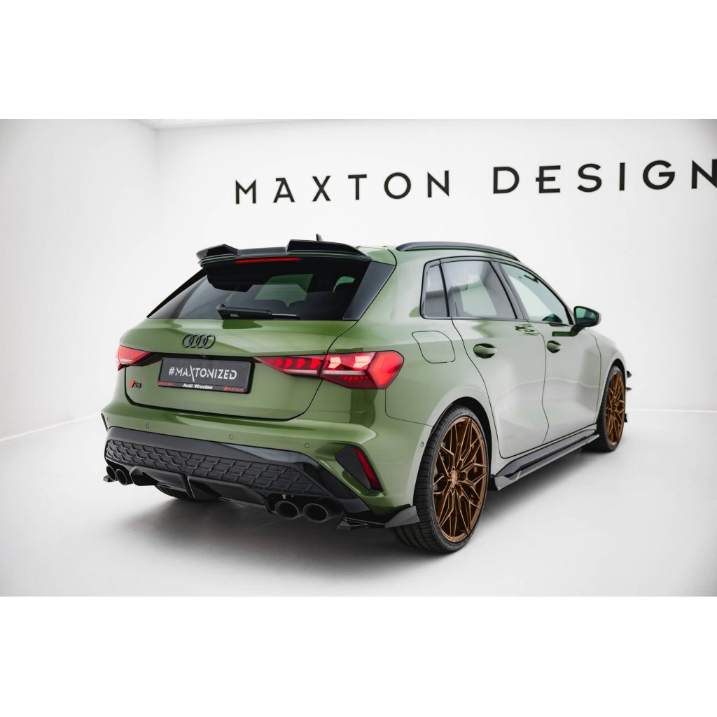 Maxton Design boční difuzory pod zadní nárazník ver.2 pro Audi S3 8Y Facelift, černý lesklý plast ABS, Sportback