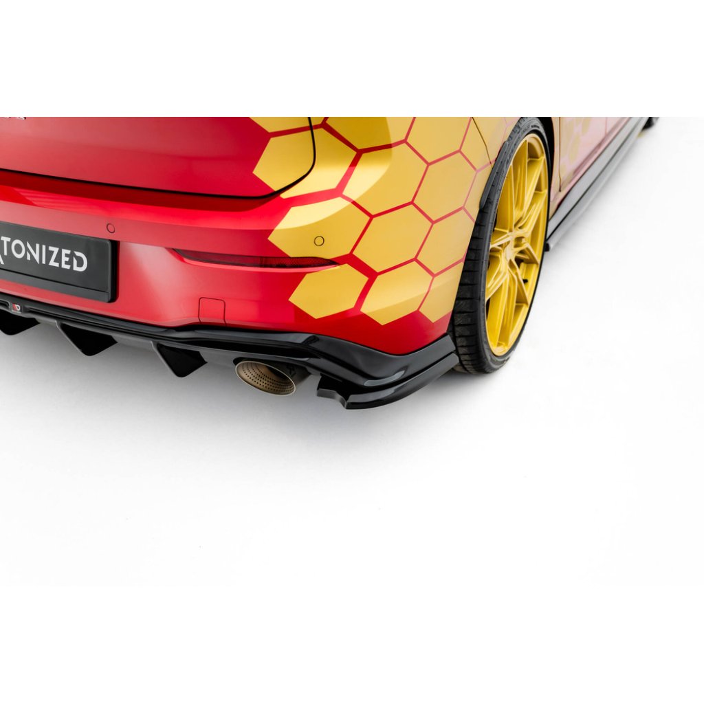 Maxton Design boční difuzory pod zadní nárazník ver.4 pro Volkswagen Golf GTI Mk8 Facelift, černý lesklý plast ABS, Clubsport