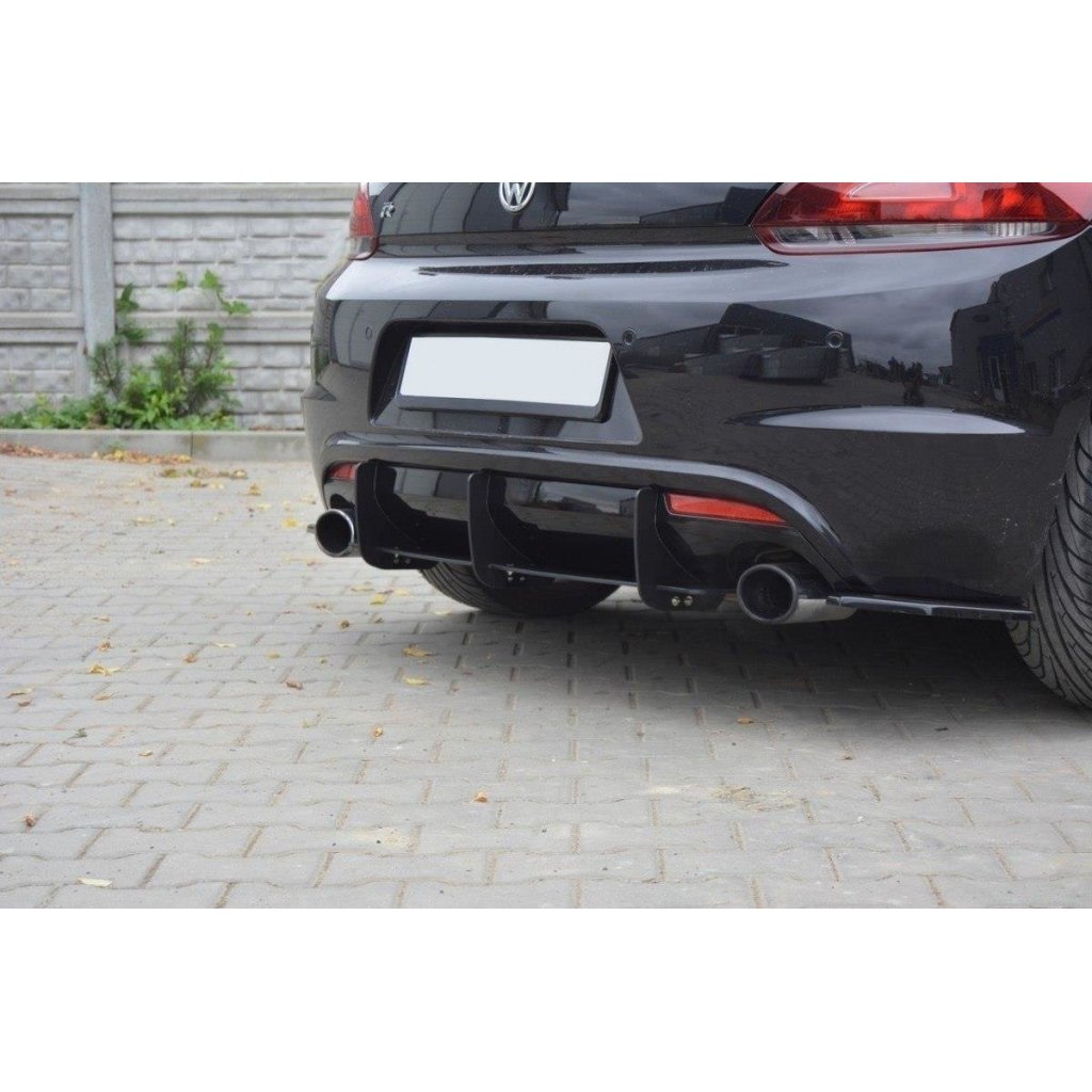 Maxton Design difuzor zadního nárazníku s bočními nástavci pro Volkswagen Scirocco R Mk3, plast ABS bez povrchové úpravy