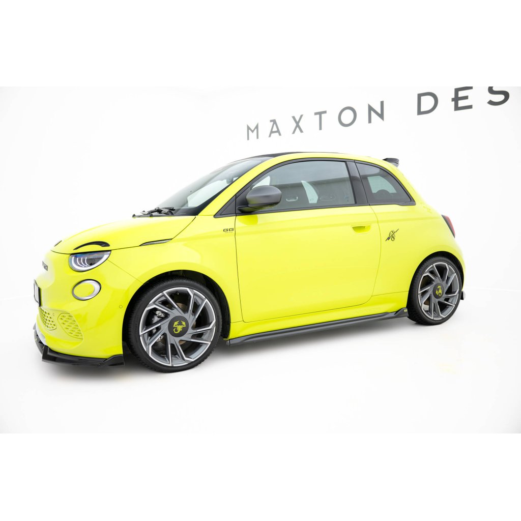 Maxton Design difuzory pod boční prahy pro Abarth 500E, černý lesklý plast ABS
