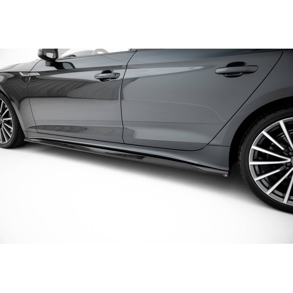 Maxton Design difuzory pod boční prahy pro Audi A5 F5 Facelift, černý lesklý plast ABS, Sportback