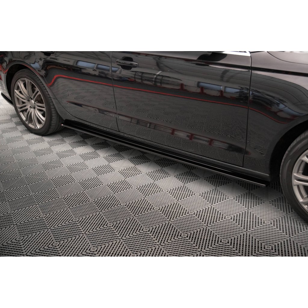 Maxton Design difuzory pod boční prahy pro Audi A6 C7, černý lesklý plast ABS