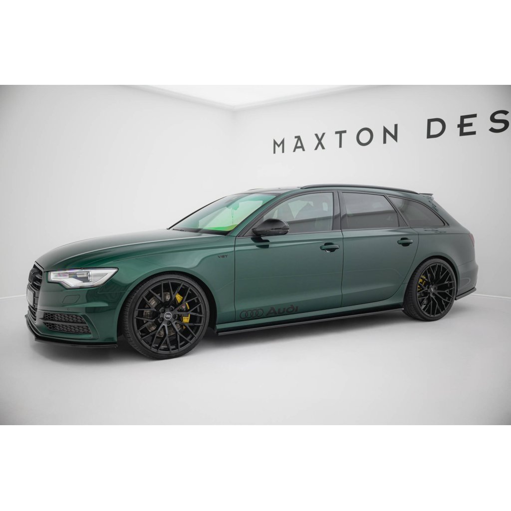 Maxton Design difuzory pod boční prahy pro Audi A6 C7, černý lesklý plast ABS, S-Line