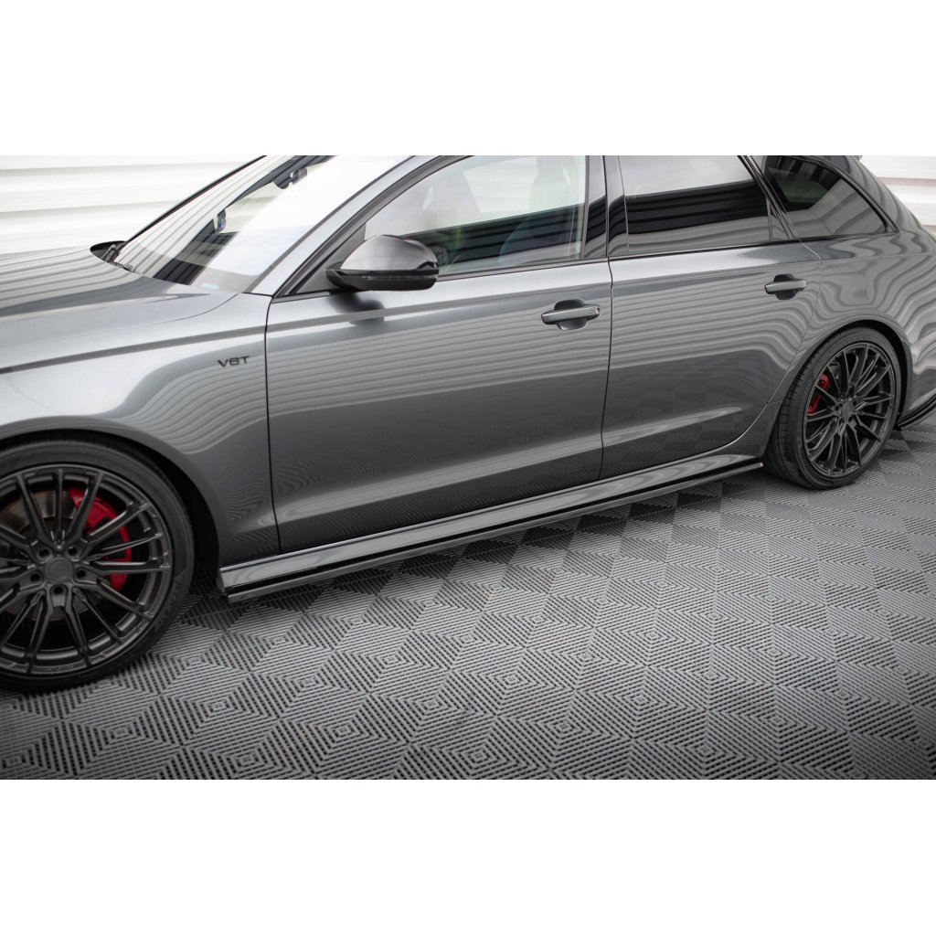Maxton Design difuzory pod boční prahy pro Audi A6 C7 FL, černý lesklý plast ABS, S-Line