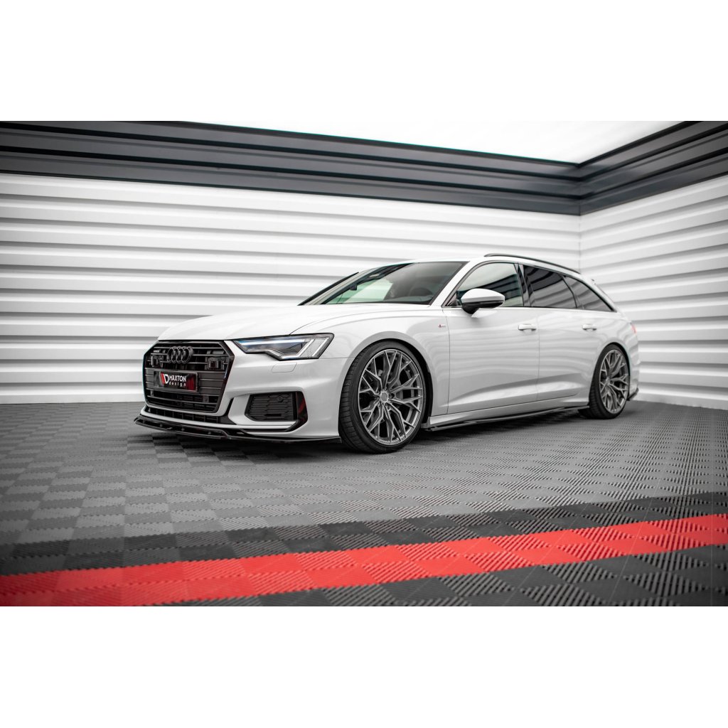 Maxton Design difuzory pod boční prahy pro Audi A6 C8, černý lesklý plast ABS, S-Line