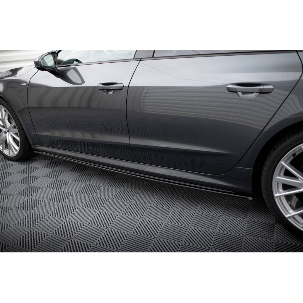 Maxton Design difuzory pod boční prahy pro Audi A7 C8 S-Line, černý lesklý plast ABS