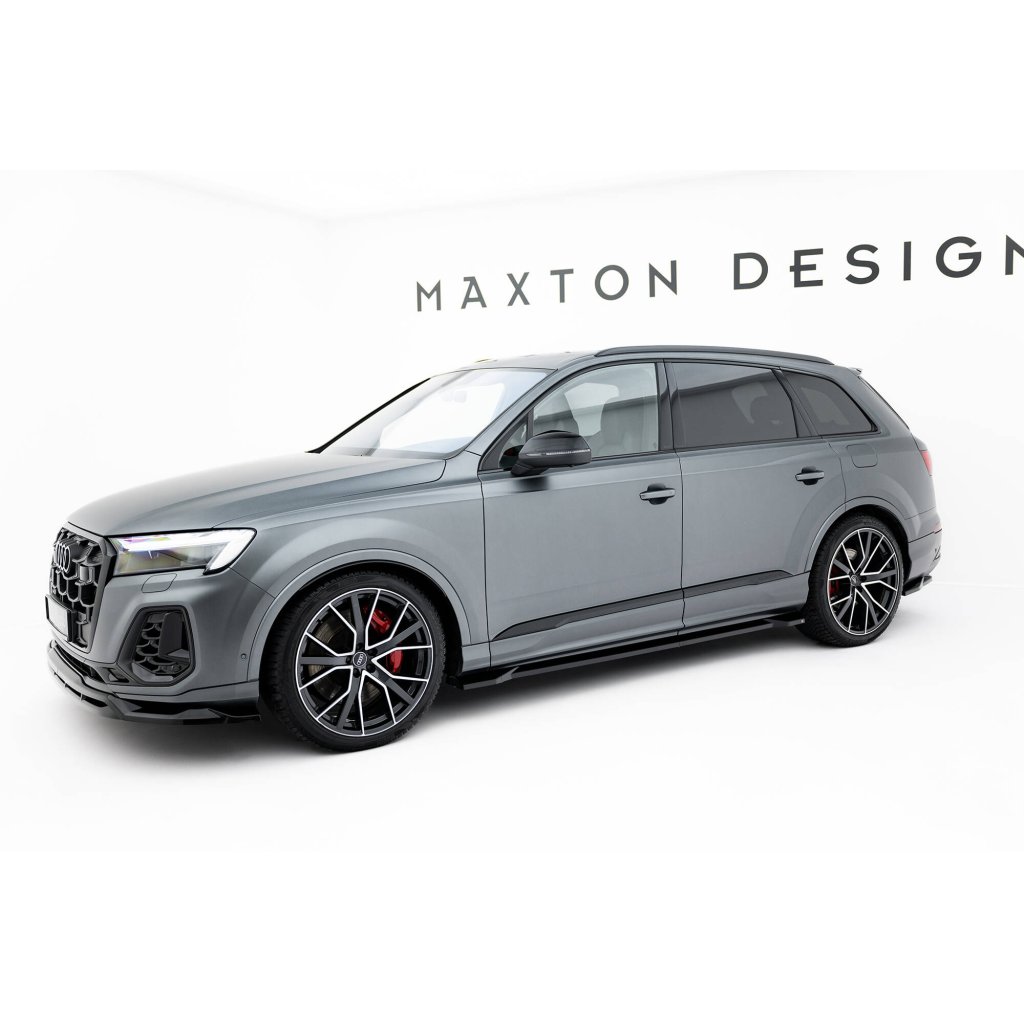 Maxton Design difuzory pod boční prahy pro Audi Q7 Mk2 Facelift 2, černý lesklý plast ABS, S-line