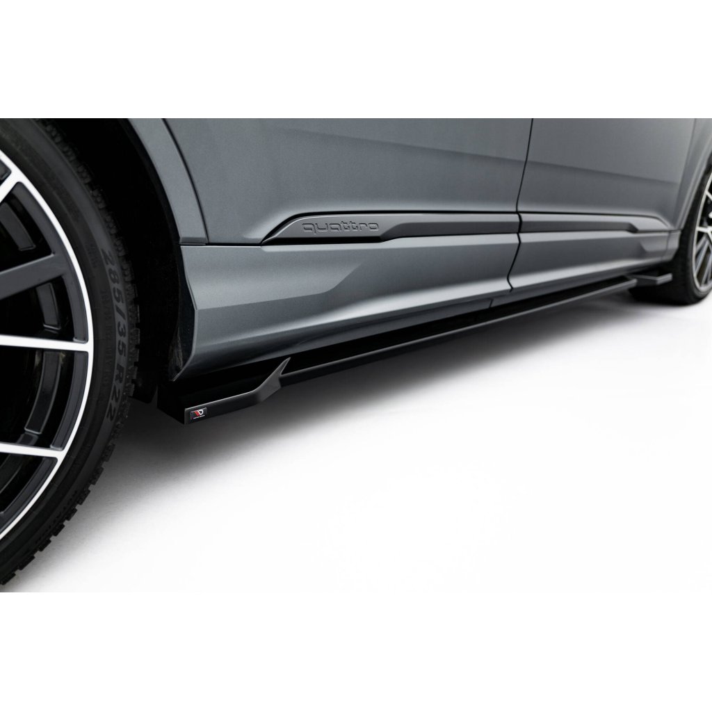 Maxton Design difuzory pod boční prahy pro Audi Q7 Mk2 Facelift 2, černý lesklý plast ABS, S-line