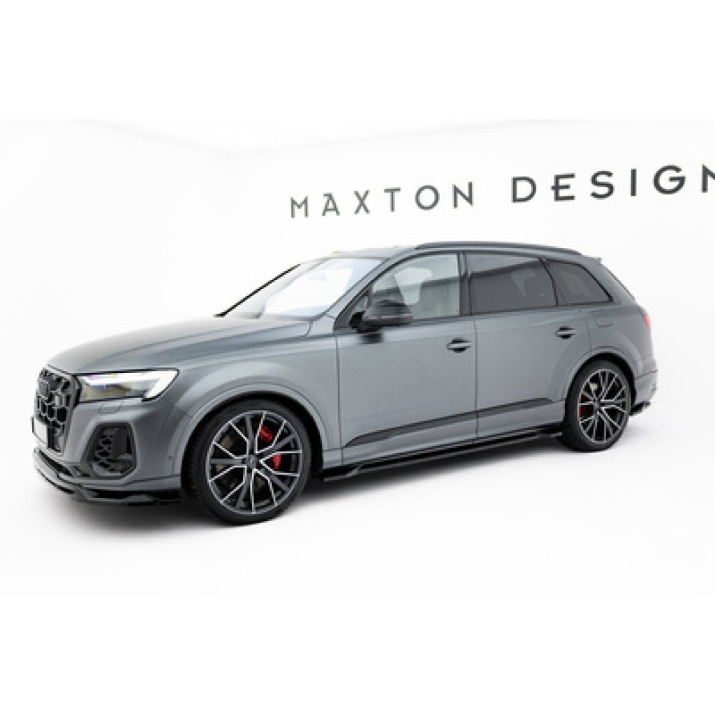 Maxton Design difuzory pod boční prahy pro Audi Q7 Mk2 Facelift 2, černý lesklý plast ABS, S-line