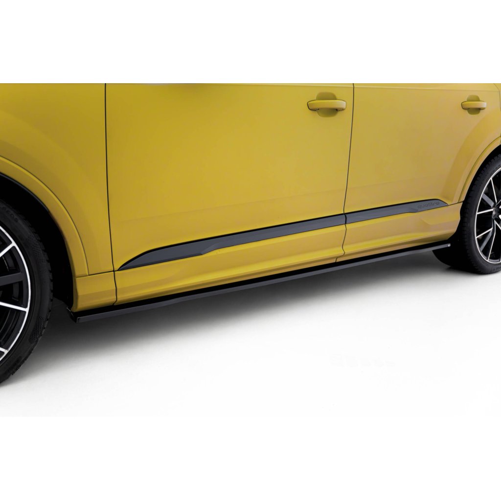 Maxton Design difuzory pod boční prahy pro Audi Q7 Mk2 S-Line Facelift, černý lesklý plast ABS