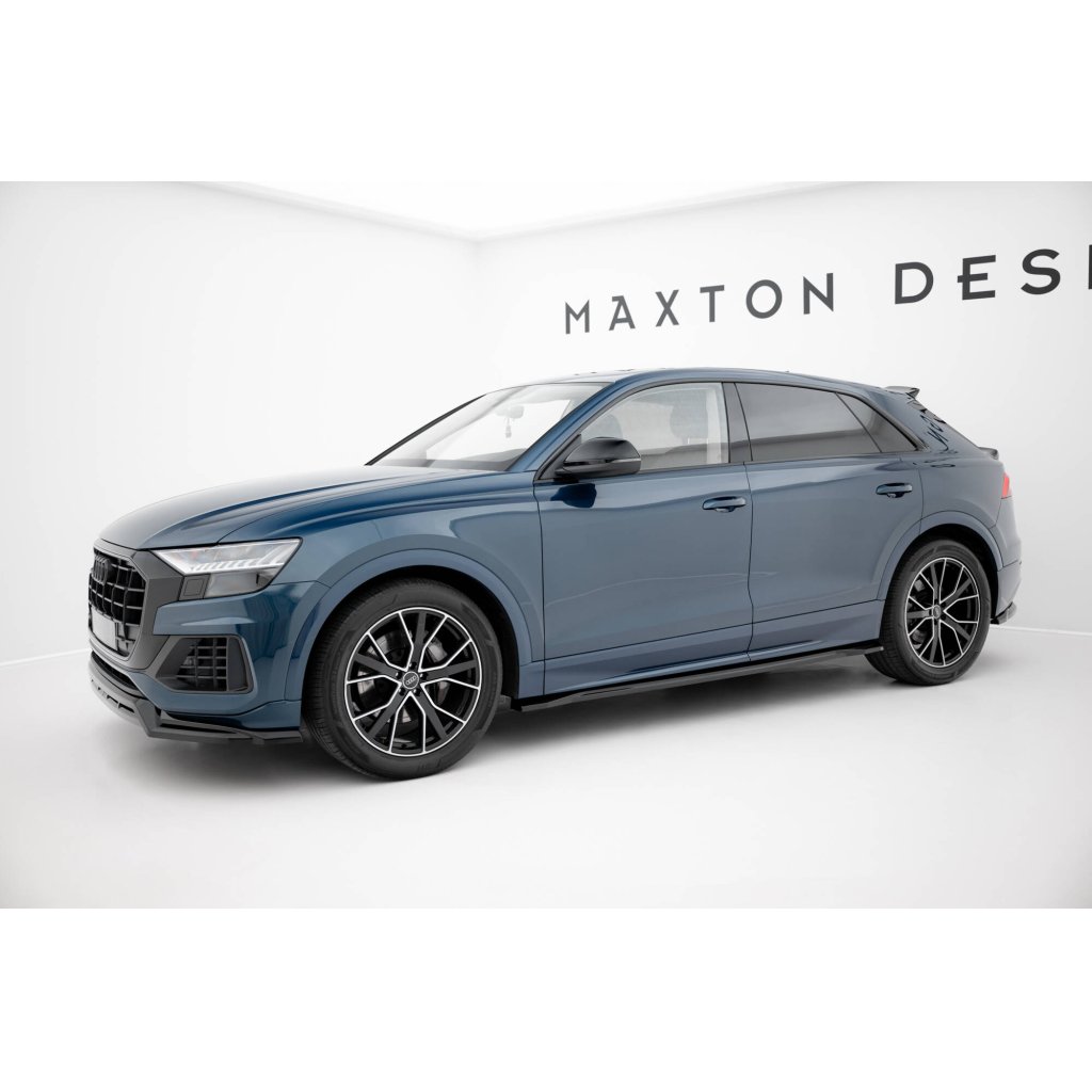 Maxton Design difuzory pod boční prahy pro Audi Q8 Mk 1, černý lesklý plast ABS