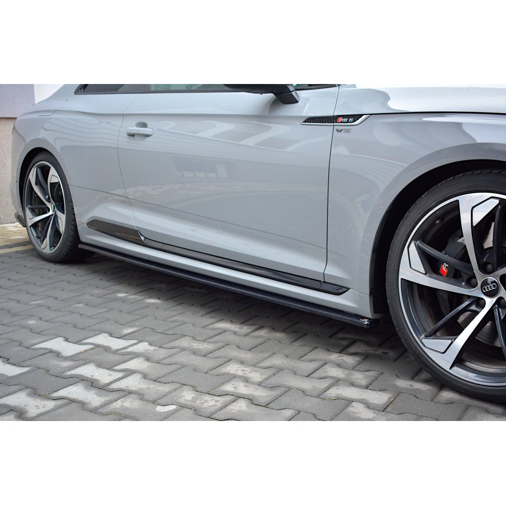 Maxton Design difuzory pod boční prahy pro Audi RS5 F5, černý lesklý plast ABS, Coupe