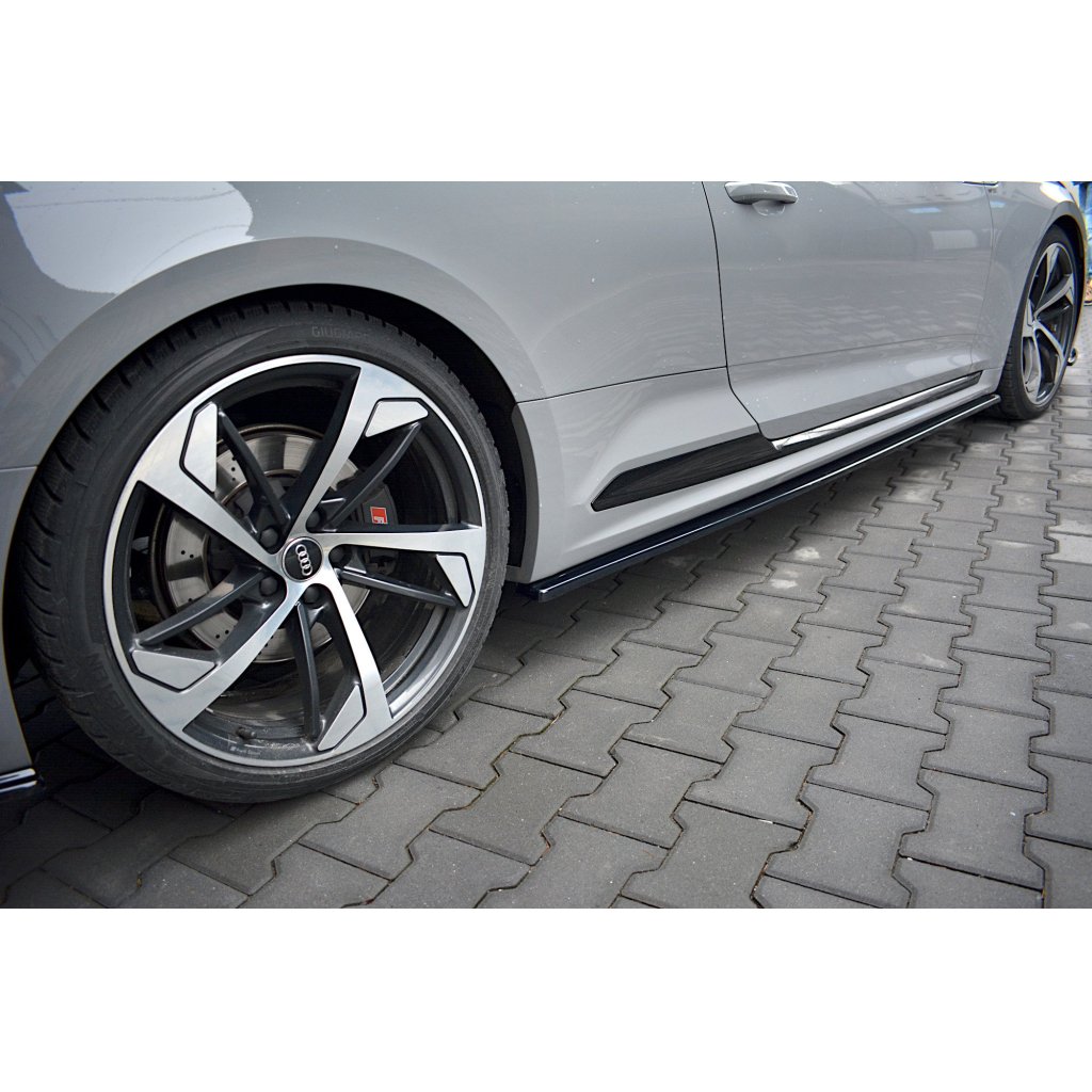 Maxton Design difuzory pod boční prahy pro Audi RS5 F5, černý lesklý plast ABS, Coupe